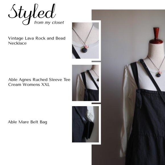 Able Jorja Soft Twill Jumpsuit Womens XL Black Festival Boho Closet Staple - Picture 7 of 7